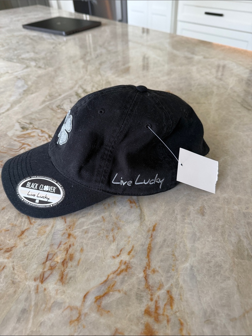 Black Clover NWT Live Lucky Men's Black Gray Baseball Cap with Embroidered Logo - Picture 4 of 6